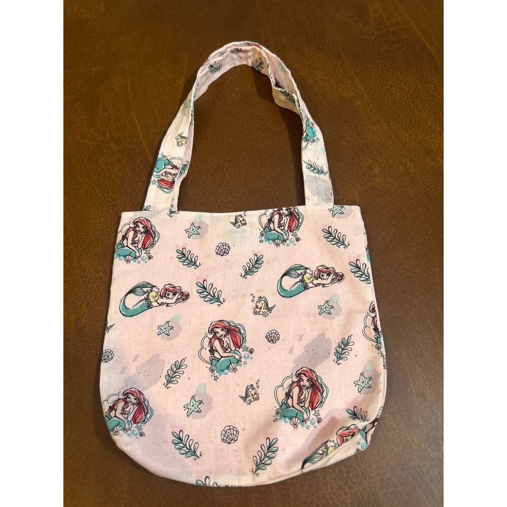 Aerial Little Mermaid Cotton Tote Bag Hand Made 9x9 Snap Button